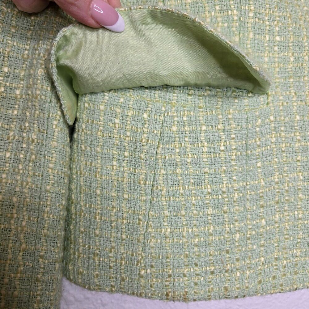 Vintage‎ Vertigo Paris Jacket Medium Green Wool Tweed Coquette Clueless 90s Y2K - Picture 5 of 10
